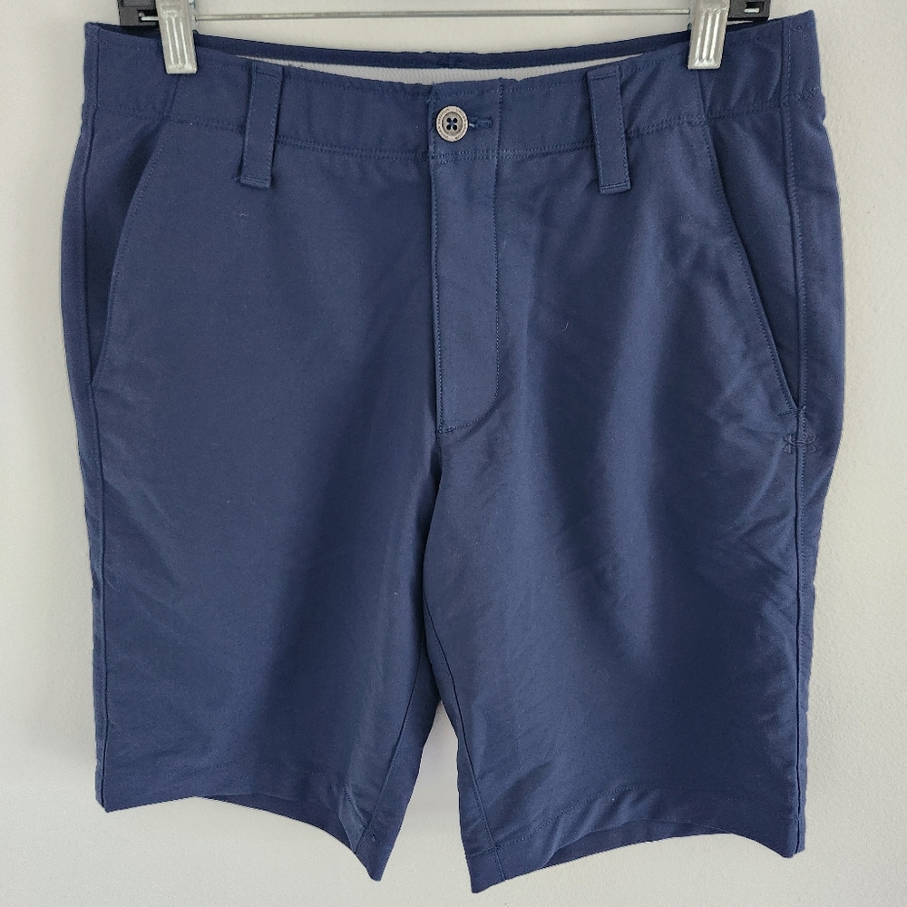 Under Armour UA Loose Heatgear Golf Shorts Navy Blue Mens 32x11